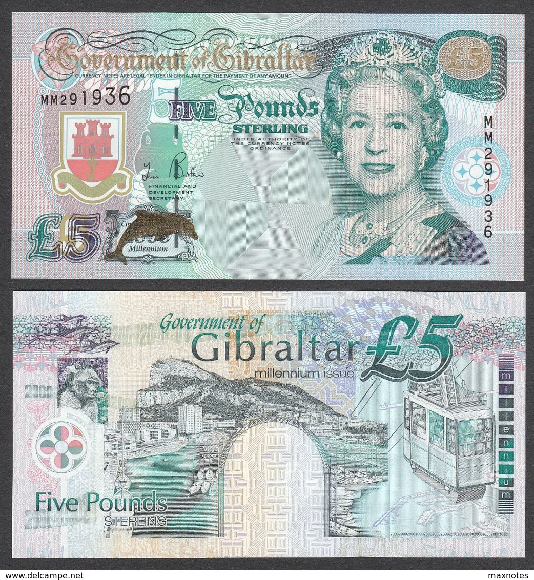 GIBILTERRA (GIBRALTAR)   :  5 Pounds - P20e - 2000 -  UNC - Gibraltar