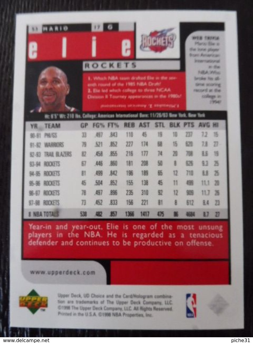 NBA - UPPER DECK 1997 - ROCKETS - MARIO ELIE - 1990-1999