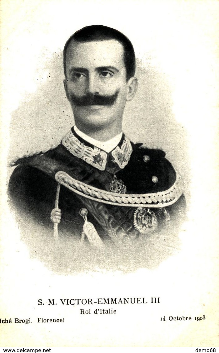 Italie S M Victor Emmaunel III Roi D'Italie  Cliché Brogi  Florence 14.10.1903 (plis Dans Les Coins Album De Cartes ) - Familles Royales