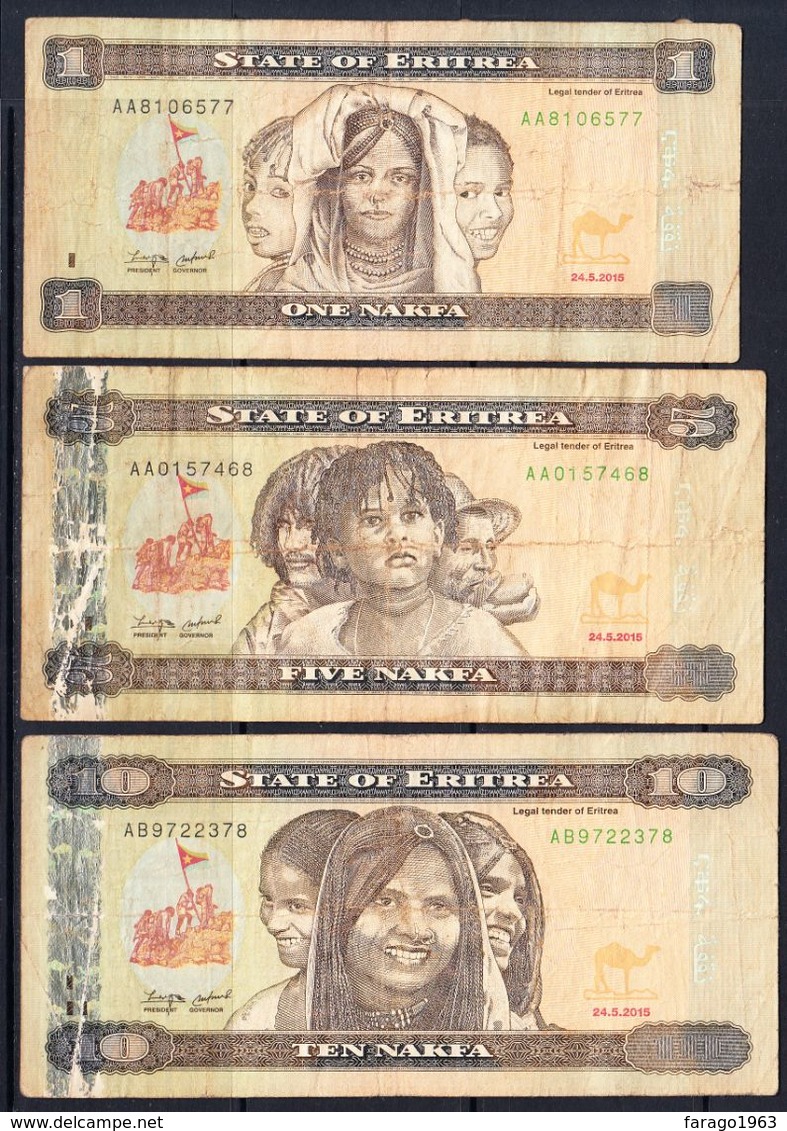 2015 Eritrea Banknotes (B)  Complete Set Of 6 CIRCULATED @ FACE VALUE - Eritrea