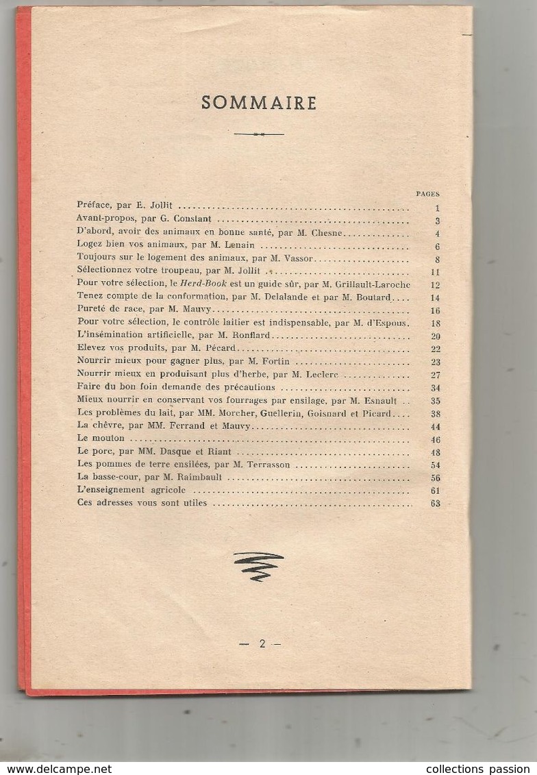 JC , L'amélioration Des Productions Animales En INDRE ET LOIRE , éleveurs ,1957 , 64 Pages , 5 Scans, Frais Fr 3.95 E - Dieren