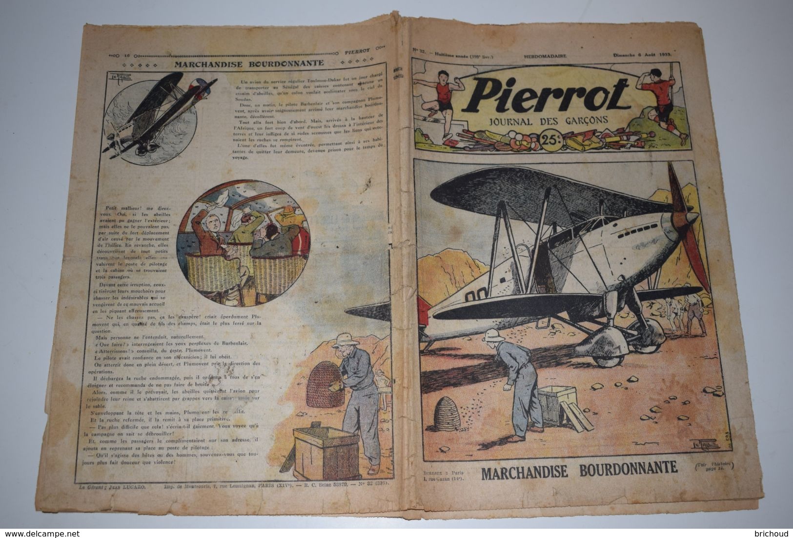 Pierrot Journal Des Garçons N°32 6 Août 1933 Marchandise Bourdonnante - Pirates De L'Océan - Pierrot