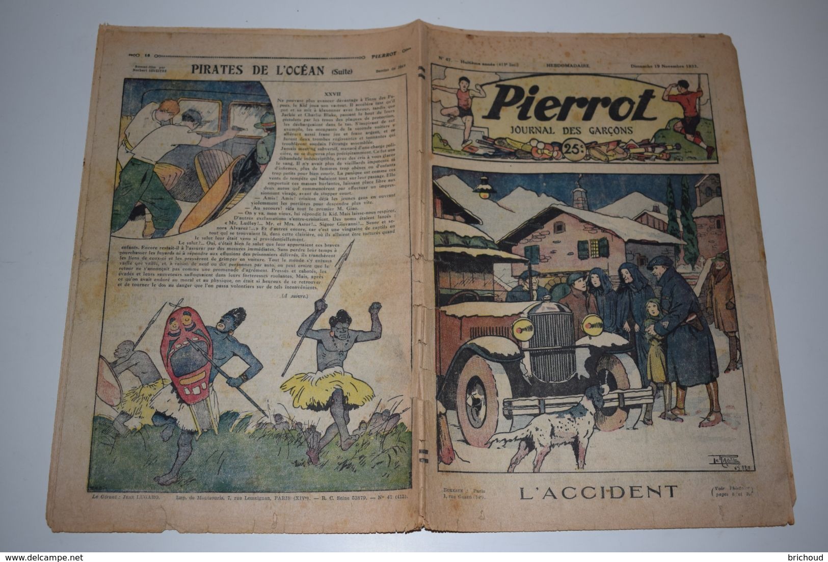 Pierrot Journal Des Garçons N°47 19 Novembre 1933 L'accident - Pirates De L'Océan - Pierrot