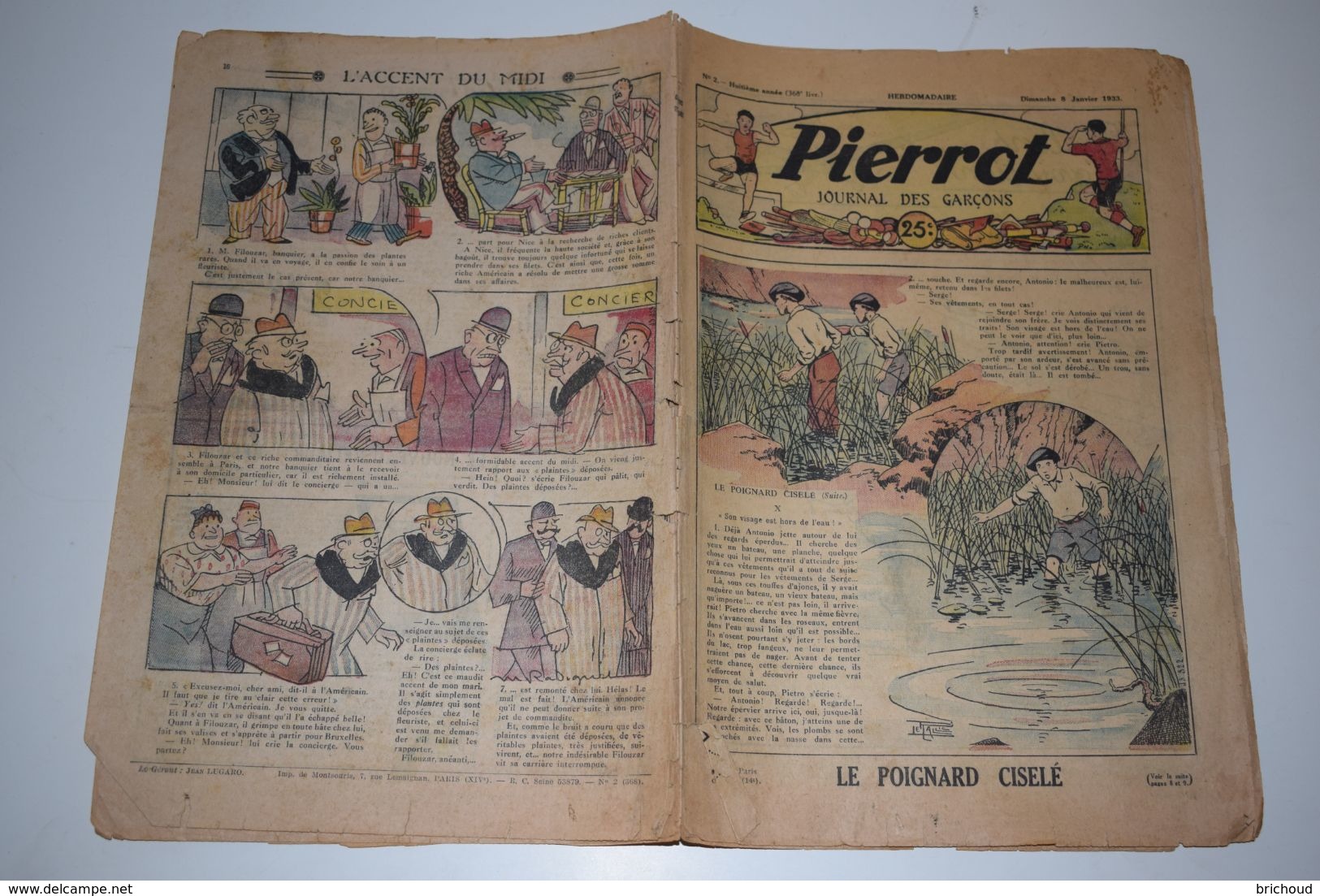 Pierrot Journal Des Garçons N°2 8 Janvier 1933 Le Poignard Ciselé - L'accident Du Midi - Pierrot