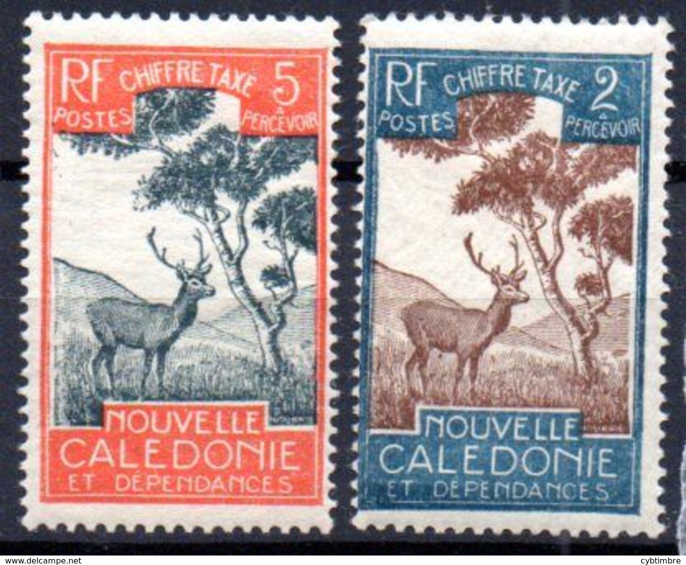 Nouvelle Caledonie: Yvert Taxe N°26 Et 28*; Cerf - Strafport