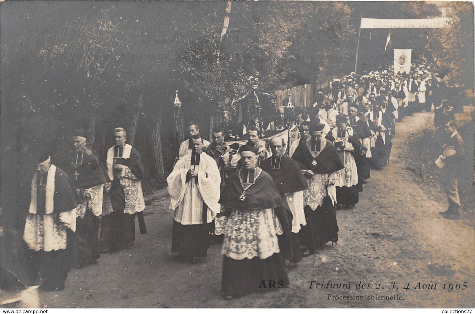 01-ARS- CARTE-PHOTO- TRIDUUM DES 2/2/4/ AOUT 1905- PROCESSION SOLENNELLE - Ars-sur-Formans