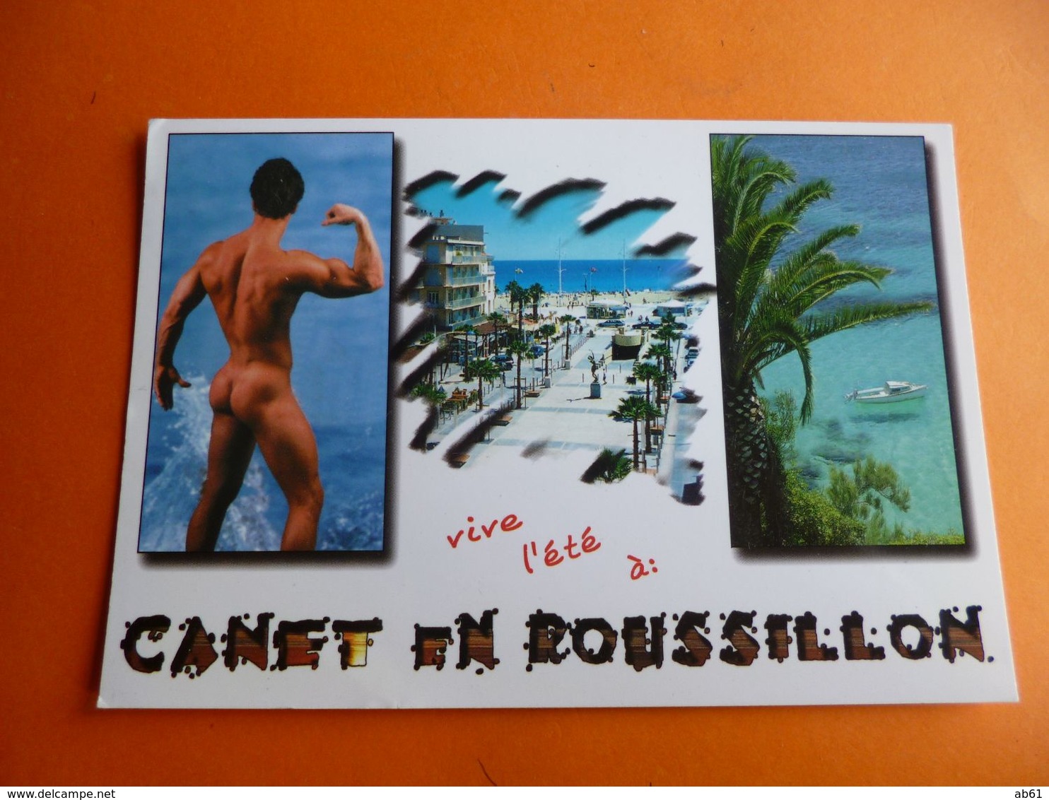 Dep 66 Vive L'été à Canet En Roussillon  2 Vues ( écrite + Timbre)  Edit A.B.L ' Homme Nu De Dos - Canet En Roussillon