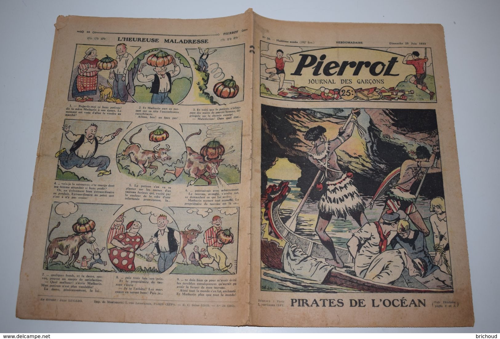 Pierrot Journal Des Garçons N°26 26 Juin 1933 Pirates De L'Océan - L'heureuse Maladresse - Pierrot