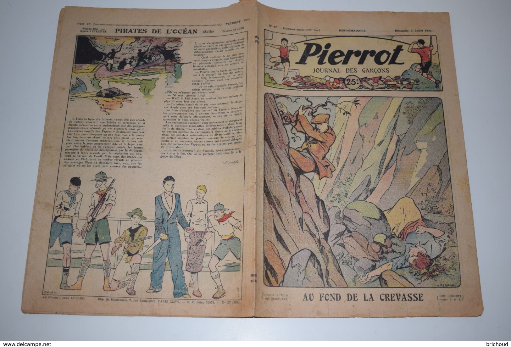 Pierrot Journal Des Garçons N°27 2 Juillet 1933 Au Fond De La Crevasse - Pirates De L'Océan - Pierrot