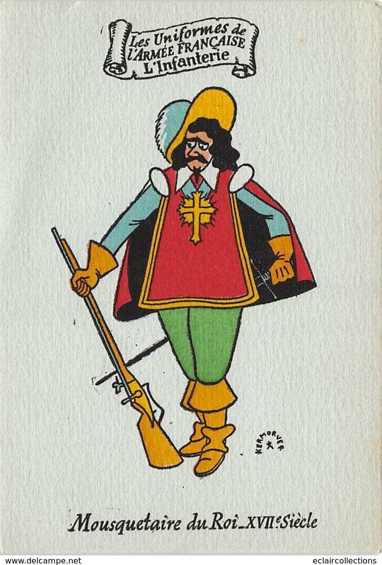 Thème Illustrateur Kermorver . Lot de 10  cartes: Uniformes de l'Infanterie Française      (voir scan)