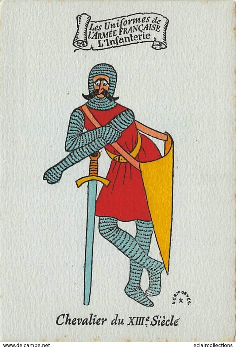 Thème Illustrateur Kermorver . Lot de 10  cartes: Uniformes de l'Infanterie Française      (voir scan)