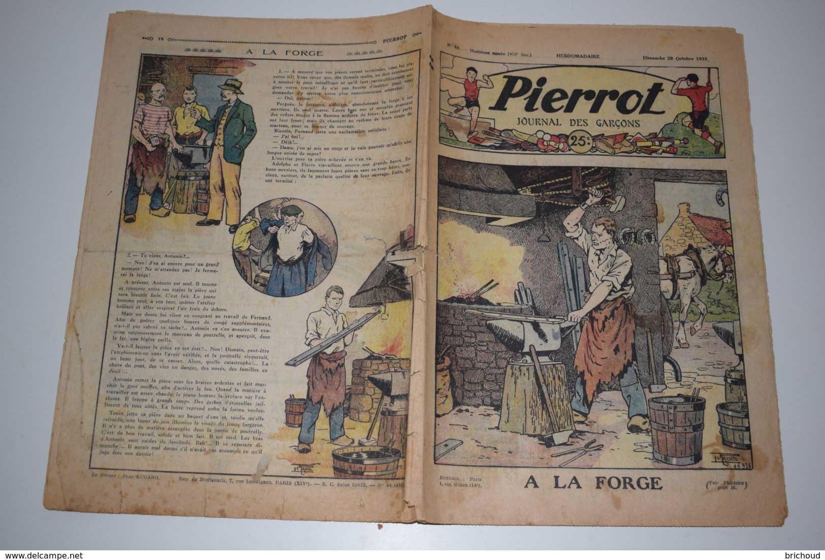 Pierrot Journal Des Garçons N°44 29 Octobre 1933 A La Forge - Pirates De L'Océan - Pierrot