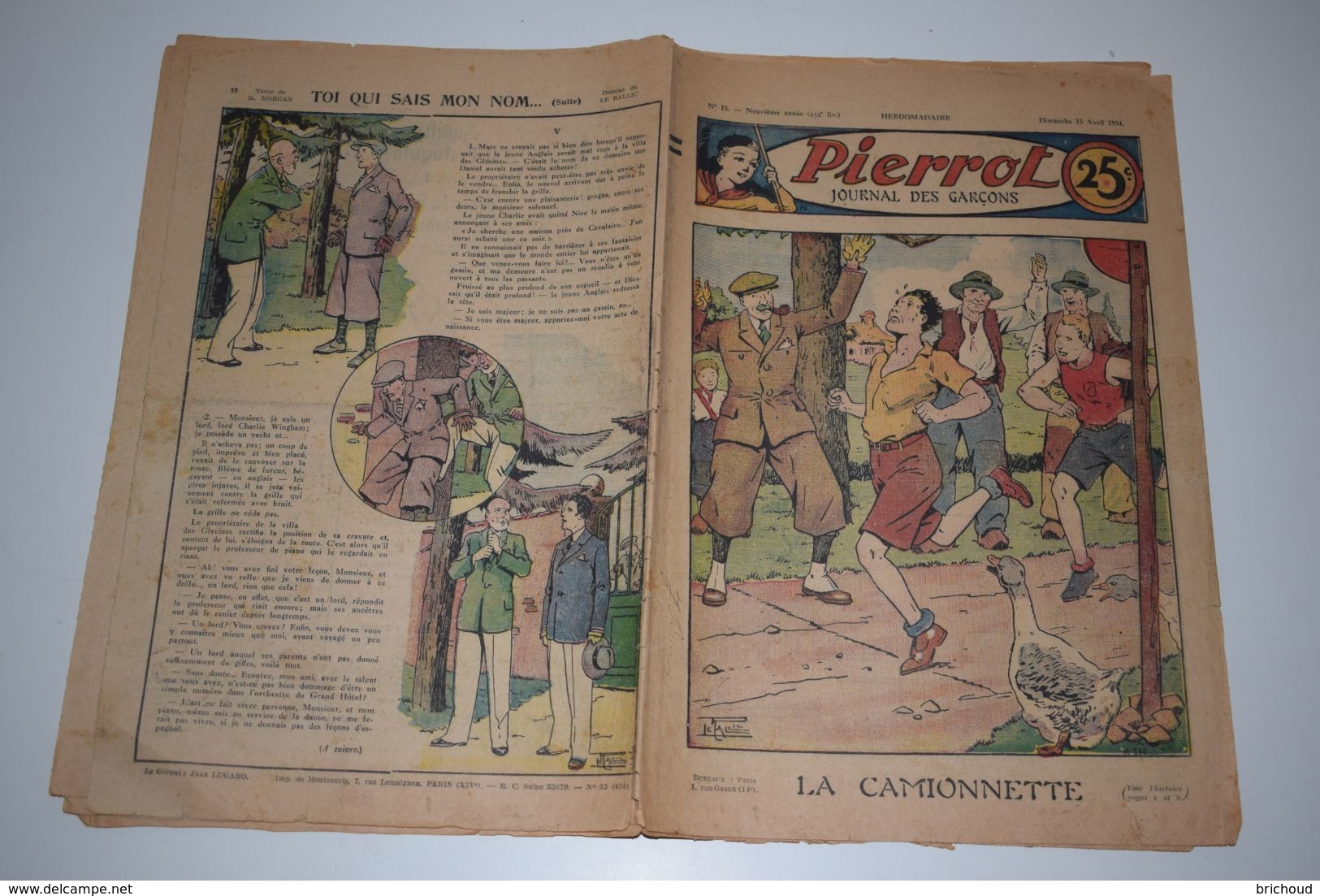 Pierrot Journal Des Garçons N°15 15 Avril 1934 La Camionnette  - Toi Qui Sais Mon Nom - Pierrot