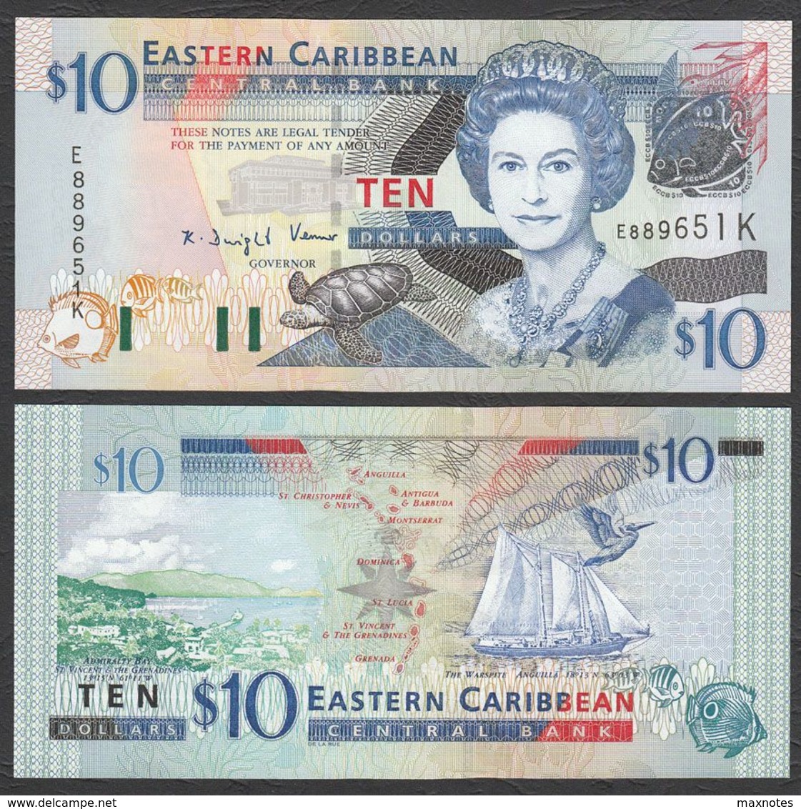 CARAIBI ORIENTALE (EASTERN CARIBBEAN) : 10 Dollars - P43k - St. KITTS - Queen Elisabeth II - 2003 - UNC - East Carribeans