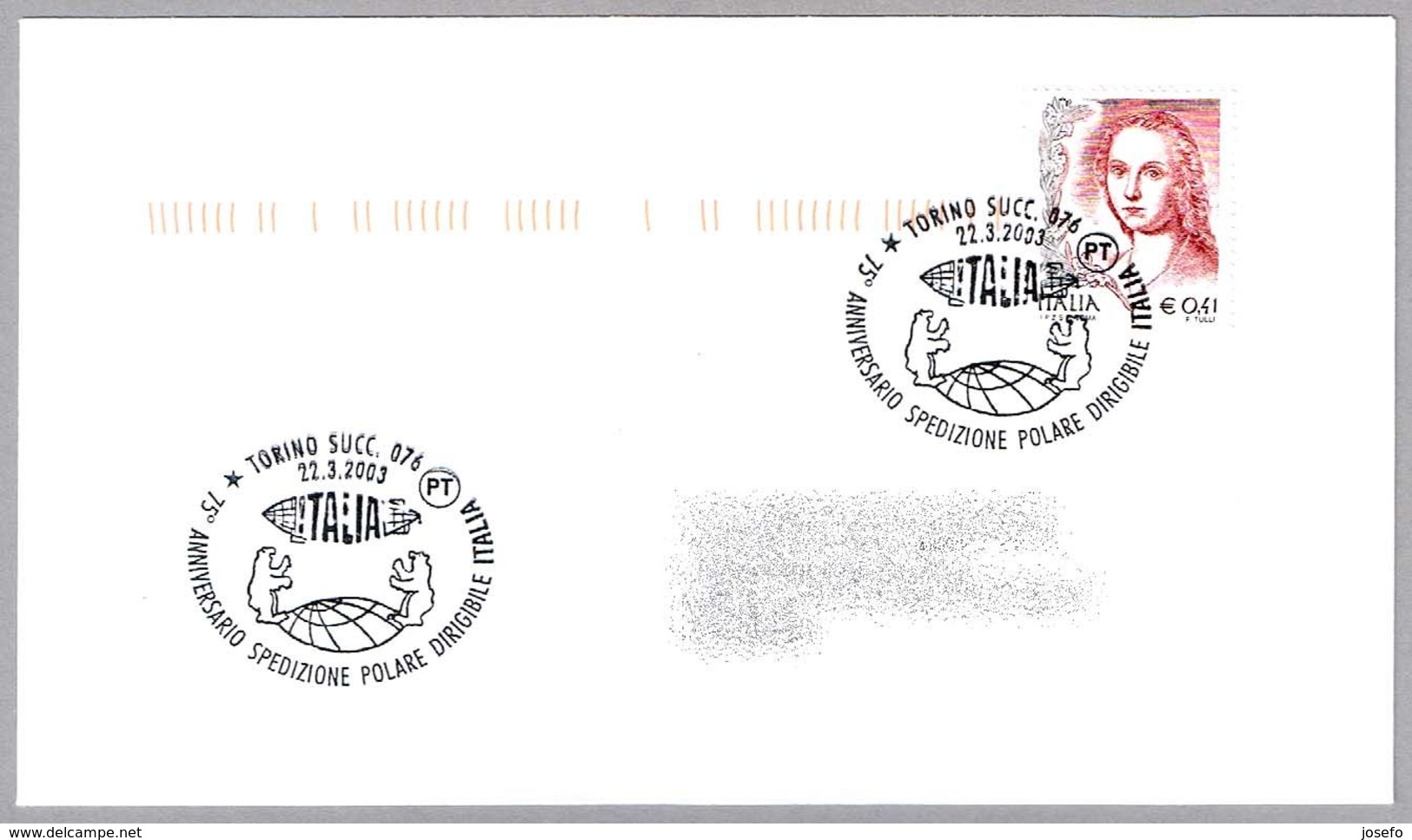 75º Aniv. ESPEDICION POLAR DIRIGIBLE ITALIA. Torino 2003 - Vols Polaires