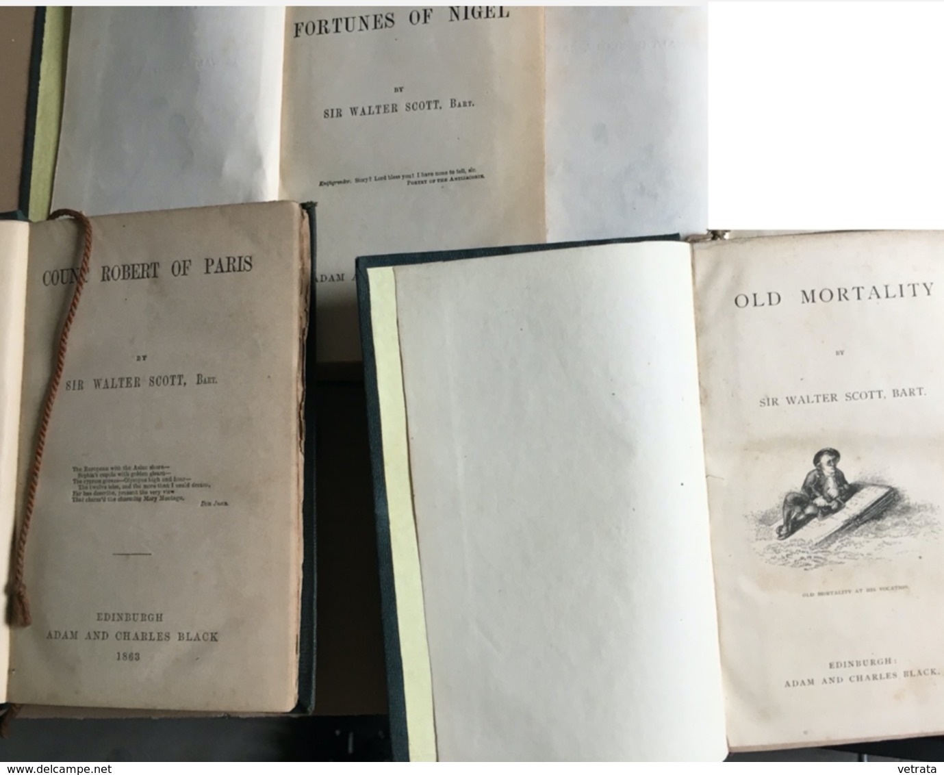 Lot De 5 Livres De Sir Walter Scott (Ed. A. & Ch. Black - 1862/63) : Fortunes Of Nigel-Count Robert Of Paris-Old Mortali - Altri & Non Classificati