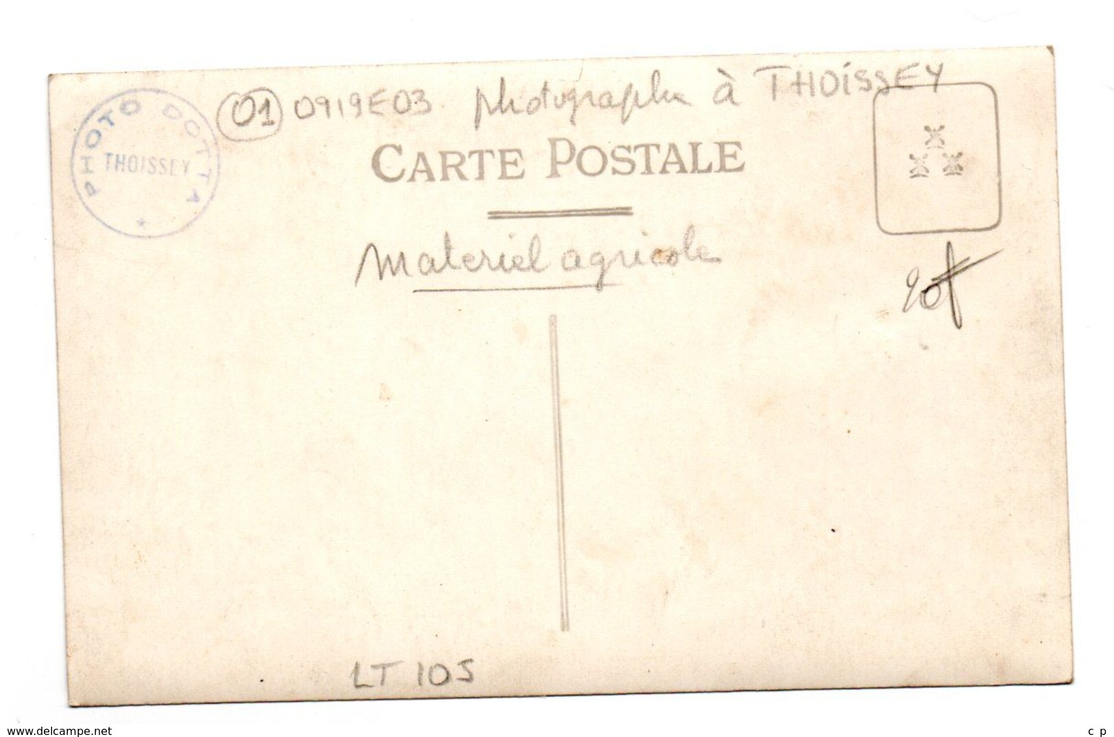 Thoissey - Cachet Verso Photographe   -  Materiel Agricole -  Carte Photo -  CPA ° - Unclassified