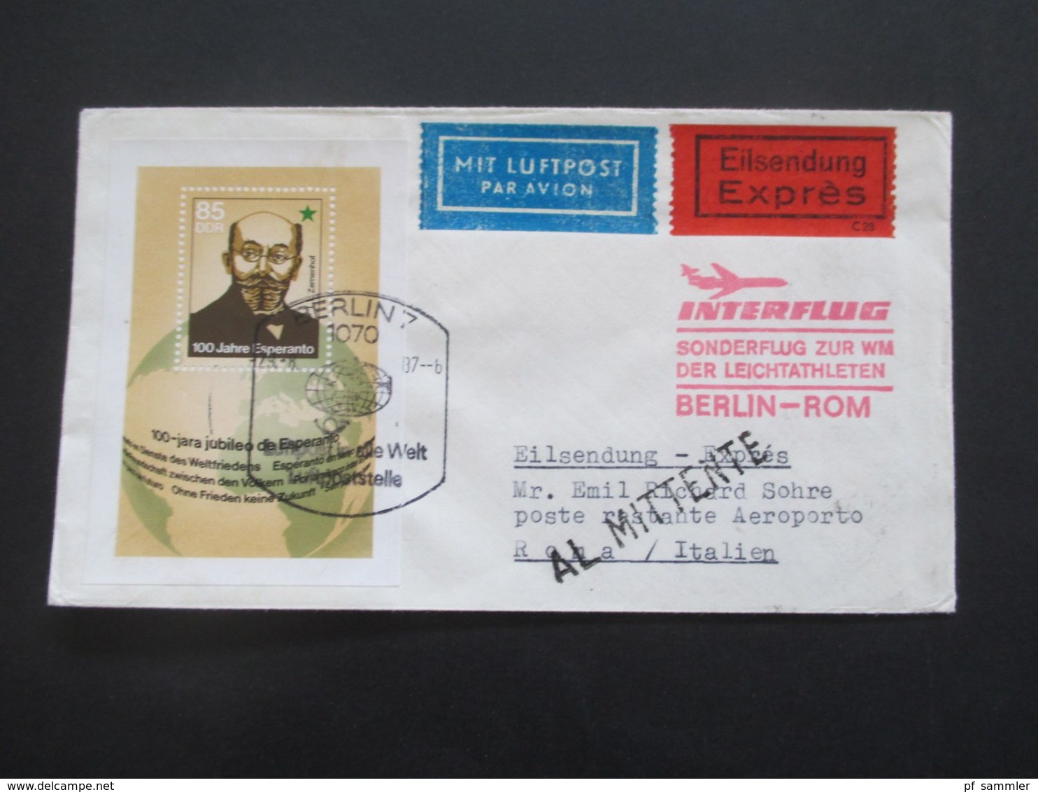 DDR 1980er Jahre 4 Interflug Belege Mit Luftpost / Eilsenung Express Auch 2 Block Belege / Viele Stempel - Brieven En Documenten