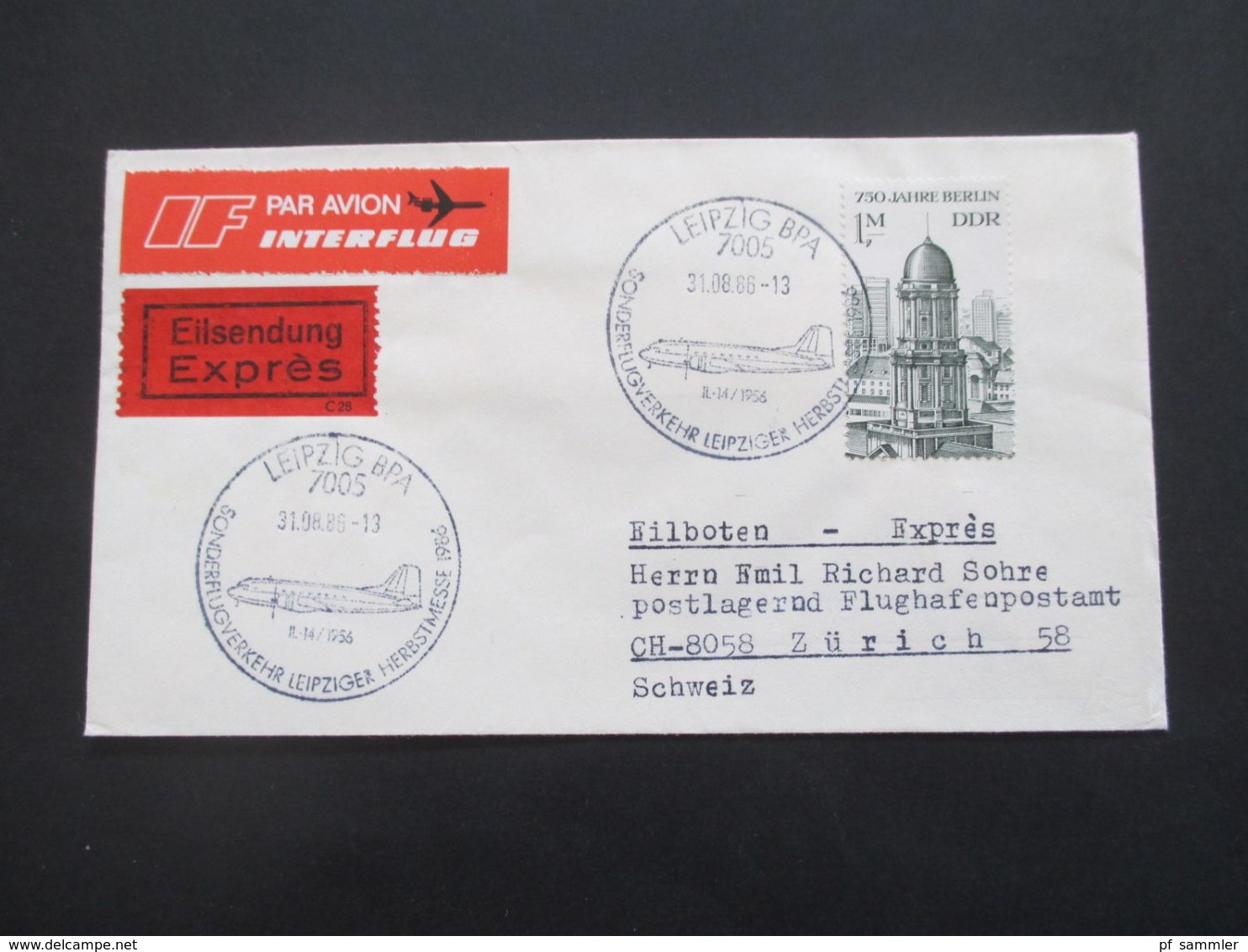 DDR 1980er Jahre 4 Interflug Belege Mit Luftpost / Eilsenung Express auch 2 Block Belege / viele Stempel