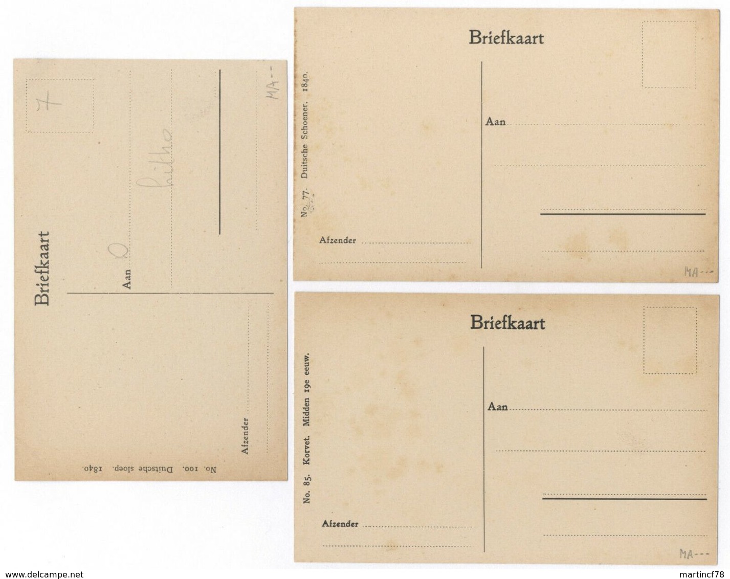 3x Chr. Rave Duitsche Sloep + Duitsche Schoener + Korvet Schiff Briefkaart - Segelboote