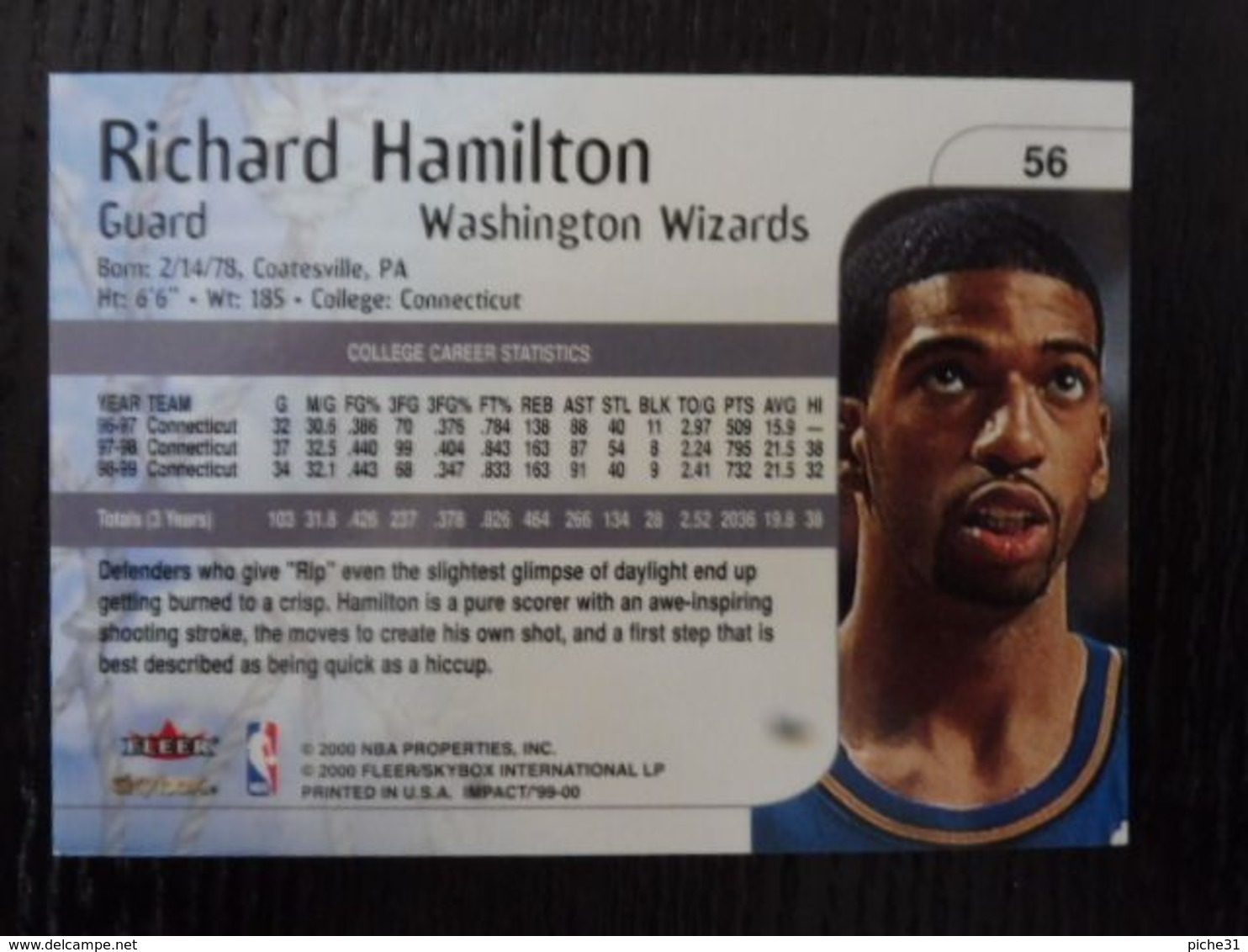 NBA - FLEER 1999 - WIZARDS - RICHARD HAMILTON - 1990-1999
