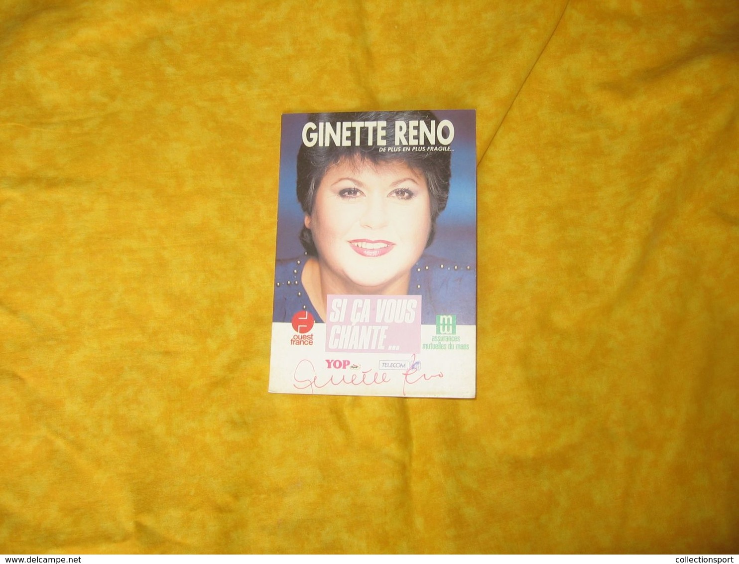 Autographe Carte Signée Chanteuse Ginette Reno - Autres & Non Classés