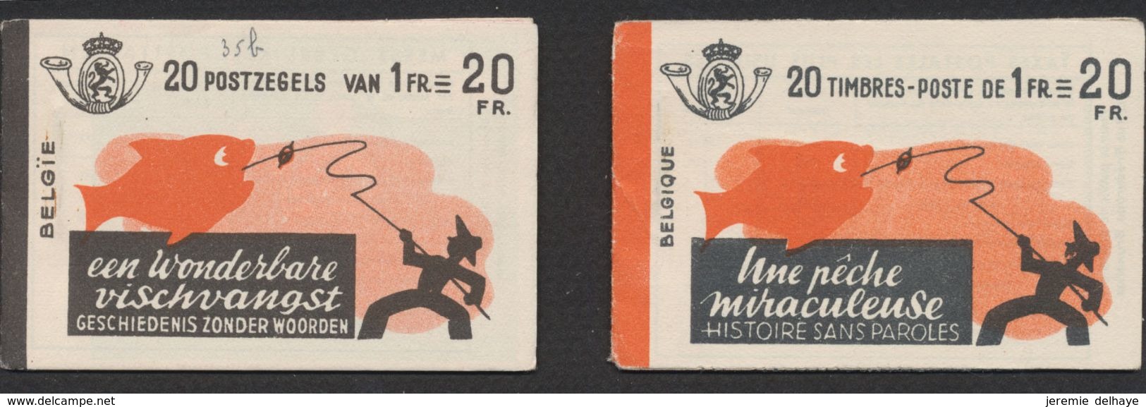 Carnet De Timbre Poste (1941) - Lot De 2 Carnets A35a ** Et A35b ** "Une Pêche Miraculeuse" (FR / NL) 20F, MNH / N°528 - 1907-1941 Alte [A]