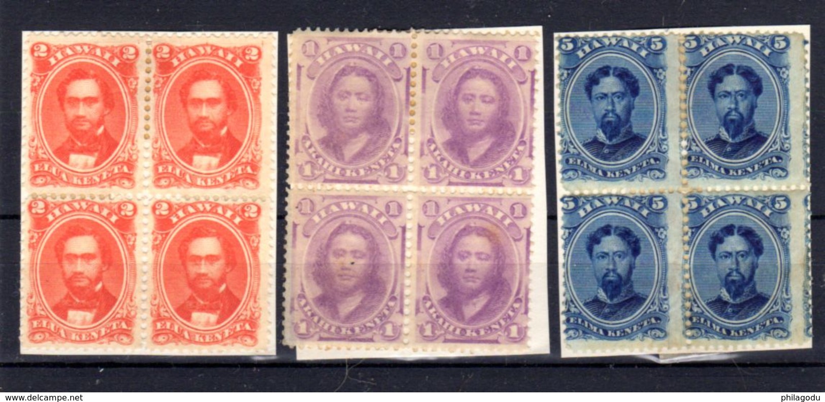 Hawaï 1864-71, Kamamalu, Kamehameha IV, Kamehameha V, 22-23-24 (*) Mint No Glue, Cote Yv. 800 €, - Hawaii