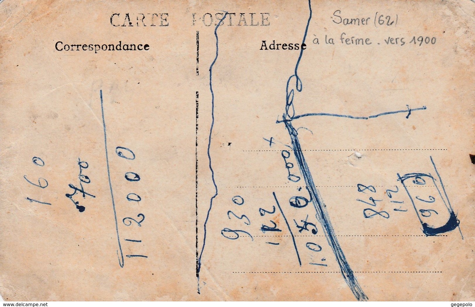 SAMER - A La Ferme Vers 1900 ( Carte Photo )   En L'état - Samer