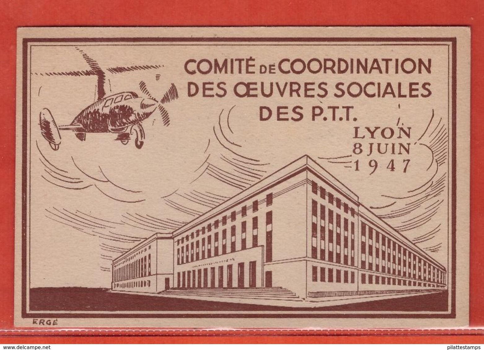 FRANCE VIGNETTE HELICOPTERE SUR CARTE DE 1947 DE LYON - Aviación