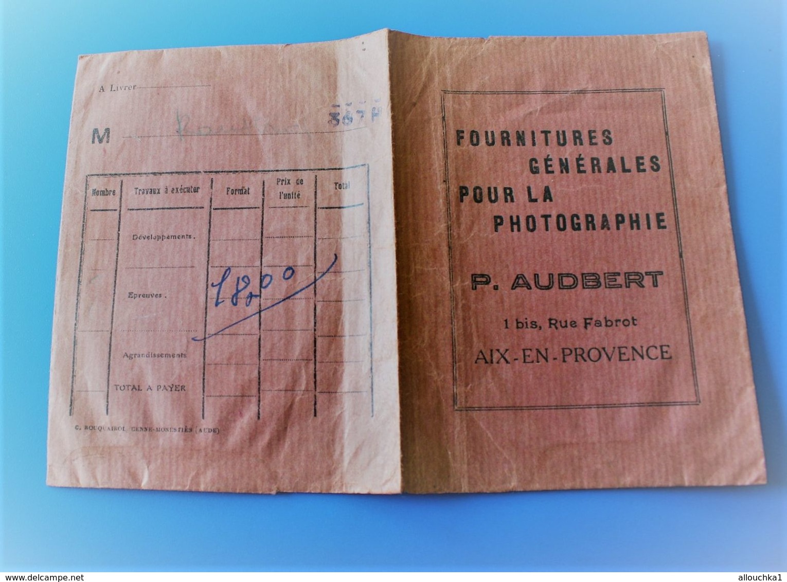 1943-WW1 Pochette Photographique Fourniture Photographie AUDIBERT AIX-EN-PROVENCE Ayant Contenu Photos Chantier Jeunesse - Matériel & Accessoires