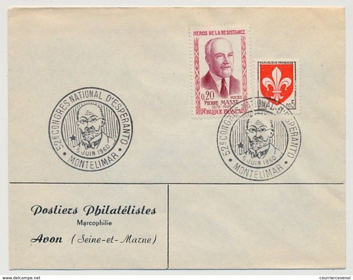 FRANCE - Enveloppe - Cachet Temporaire "52eme Congrès National D'Espéranto - MONTELIMAR - 1960" - Esperánto