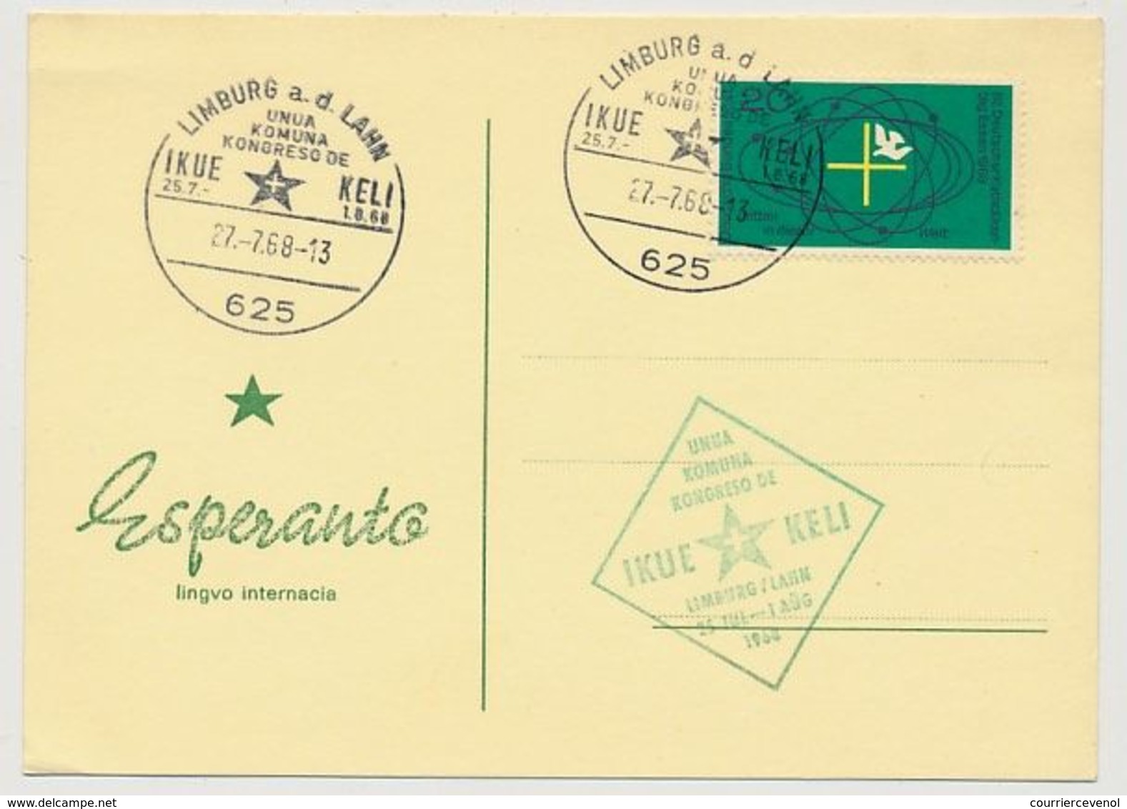 ALLEMAGNE - CP - Congrès Espéranto IKUE KELI - 1968 - LIMBOURG A.D. LAHN - Esperánto