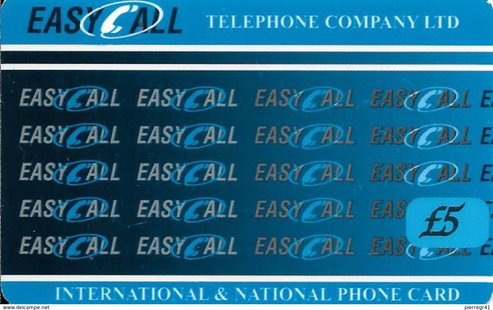 CARTE-PREPAYEE-GB-EASY CALL-5£-BLEUE-Gratté-Plastic Epais-TBE-RARE - BT Global Cards (Prepaid)