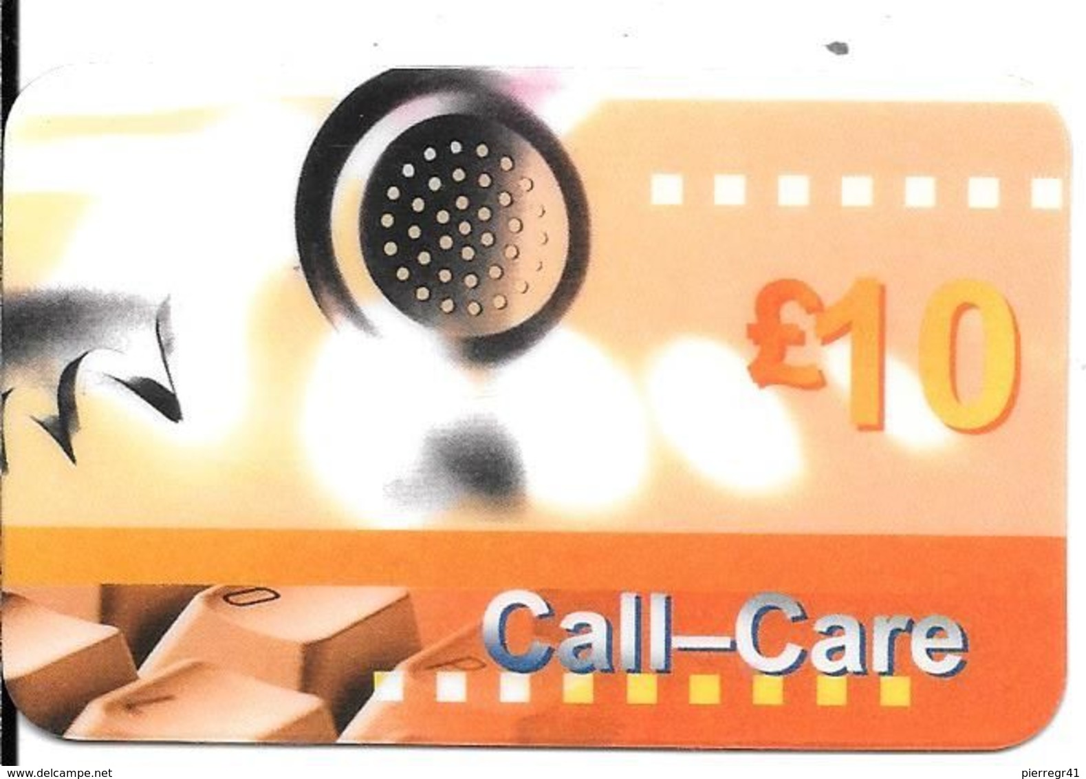 CARTE-PREPAYEE-GB-CALL-CARE-10£--Gratté-Plastic Fin Glacé-TBE-RARE - BT Global Cards (Prepaid)