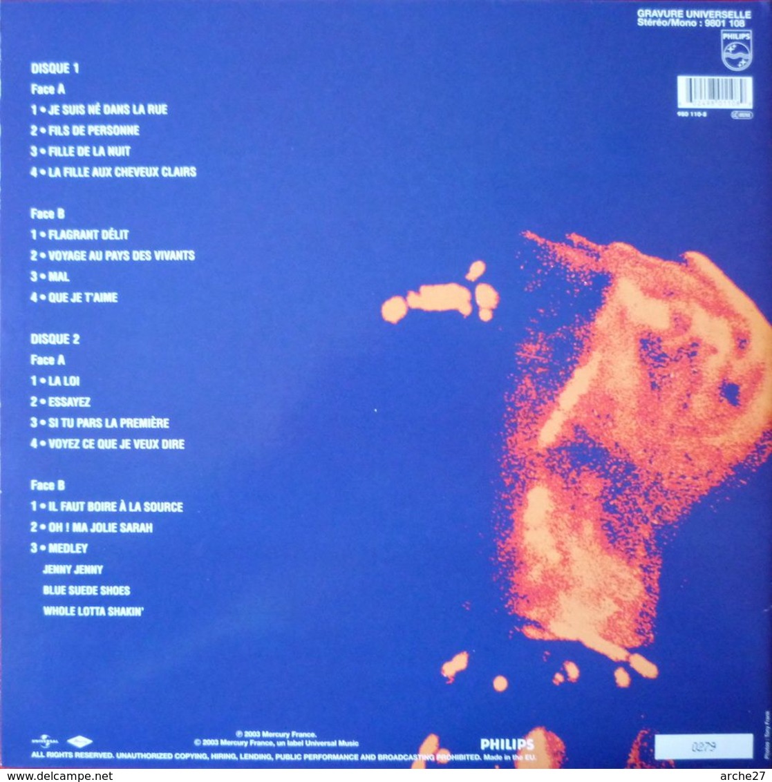 JOHNNY HALLYDAY - LP - 2 X 33T - Disque Vinyle Couleur Violet - Live At The Palais Des Sports Paris - Numéroté 0279 - Rock