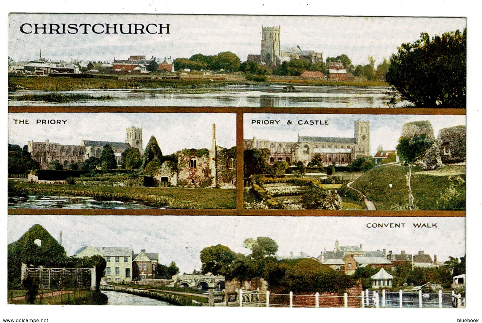 Ref 1372 - 1918 Triple View Postcard - Christchurch Dorset - Ex Hampshire - Bournemouth (fino Al 1972)