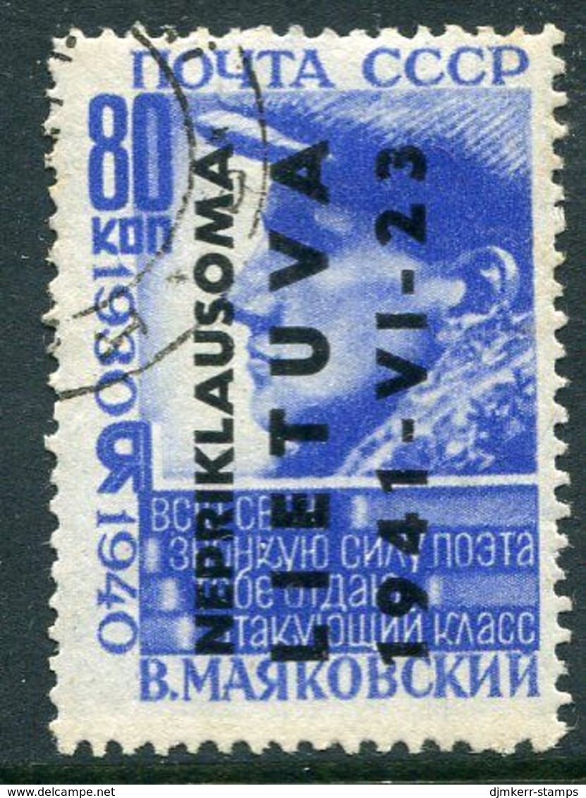 LITHUANIA 1941 Overprint On 80 K.,used.  Michel 9 - Ocupación 1938 – 45