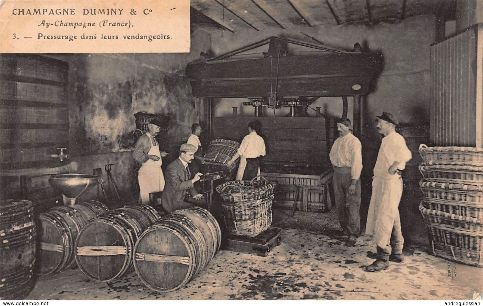 CPA Champagne Duminy & Co - Ay-Champagne (France) 3- Pressurage Dans Leurs Vendangeoirs - Ay En Champagne