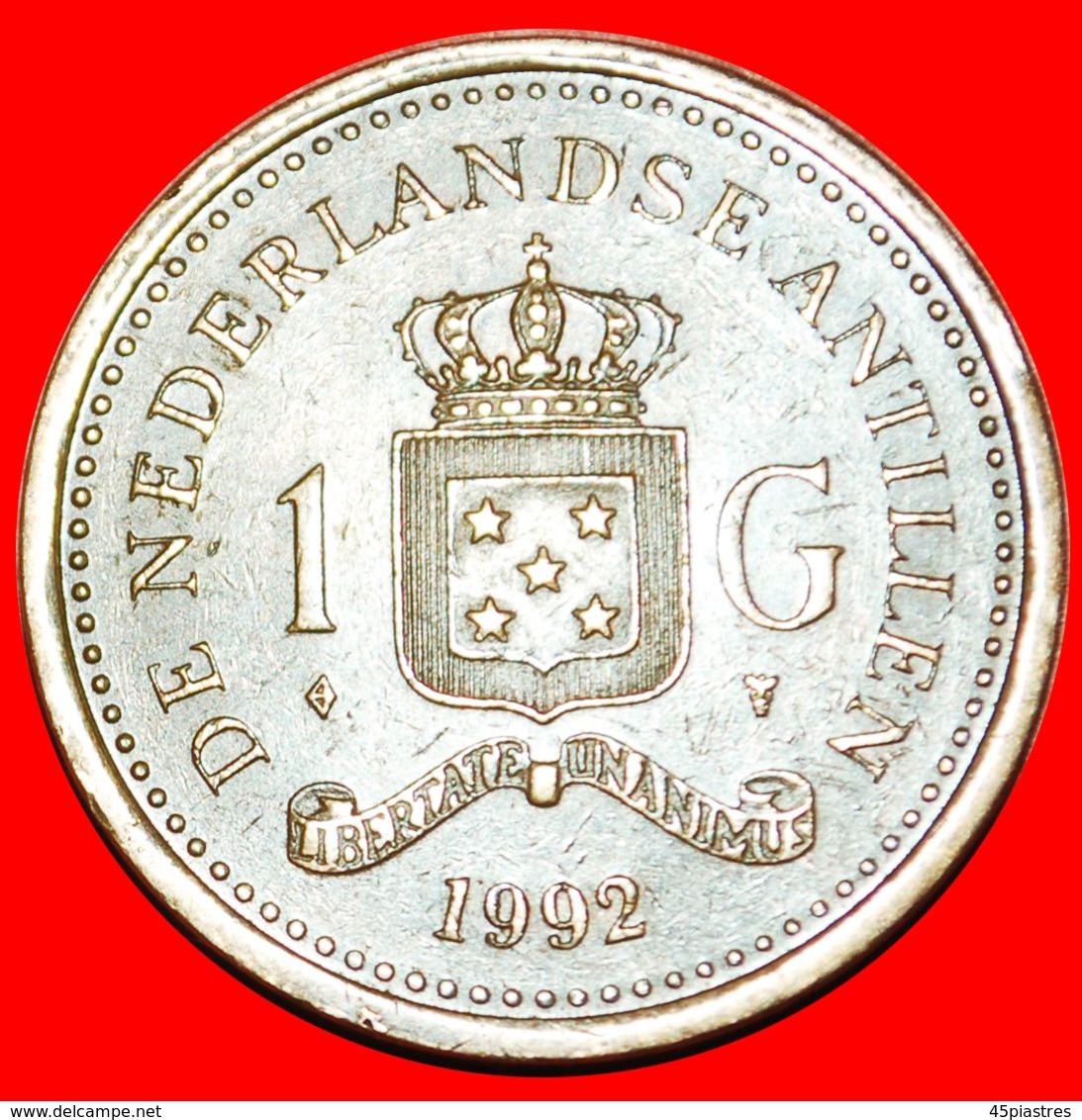 · BEATRIX (1980-2013): NETHERLANDS ANTILLES ★ 1 GULDEN 1992 TYPE (1989-2013)! LOW START ★ NO RESERVE! - Nederlandse Antillen