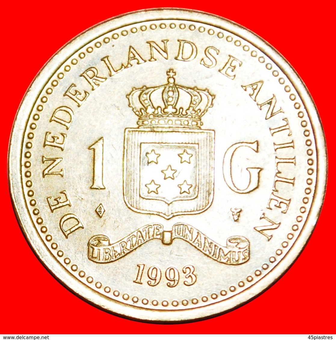 · BEATRIX (1980-2013): NETHERLANDS ANTILLES ★ 1 GULDEN 1993 TYPE (1989-2013)! LOW START ★ NO RESERVE! - Niederländische Antillen