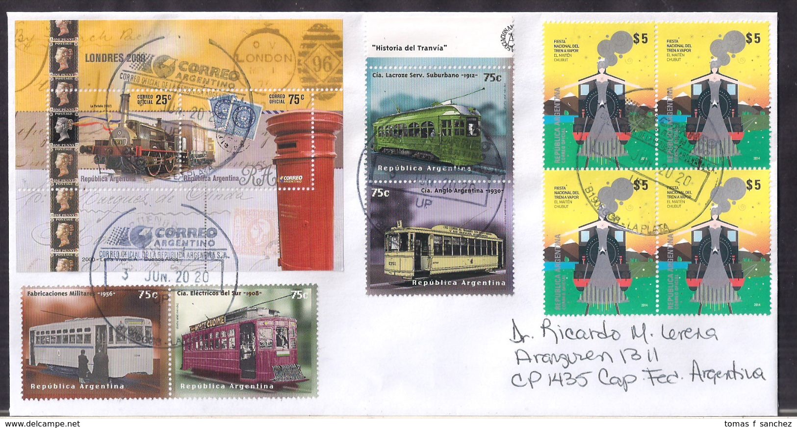 Argentina - 2020 - Lettre - Trains Antiques - Tramways Antiques - Storia Postale