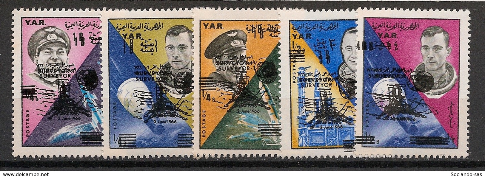 Yemen (YAR) - 1966 - N°Mi. 514 à 518 - Surveyor - VARIETE - Surcharge Double - Neuf Luxe ** / MNH / Postfrisch - Yemen