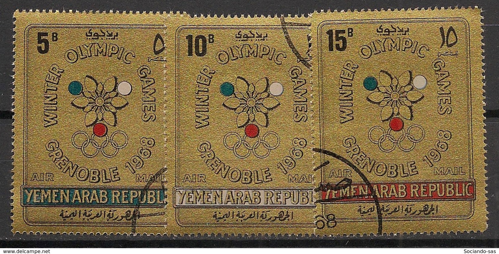 Yemen - 1967 - N°Mi. 613 à 615 - Olympics / Grenoble - OR - Oblitéré / Used - Winter 1968: Grenoble