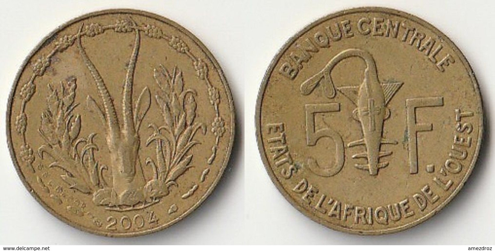 Pièce De 5 Francs CFA XOF 2004 Origine Côte D'Ivoire Afrique De L'Ouest (v) - Côte-d'Ivoire