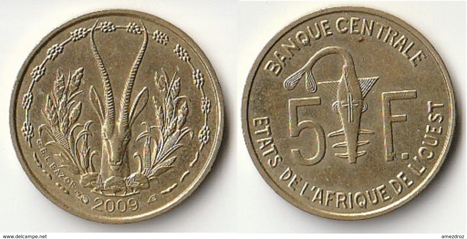 Pièce De 5 Francs CFA XOF 2009 Origine Côte D'Ivoire Afrique De L'Ouest (v) - Côte-d'Ivoire