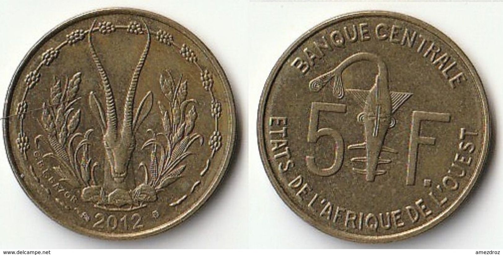 Pièce De 5 Francs CFA XOF 2012 Origine Côte D'Ivoire Afrique De L'Ouest (v) - Elfenbeinküste