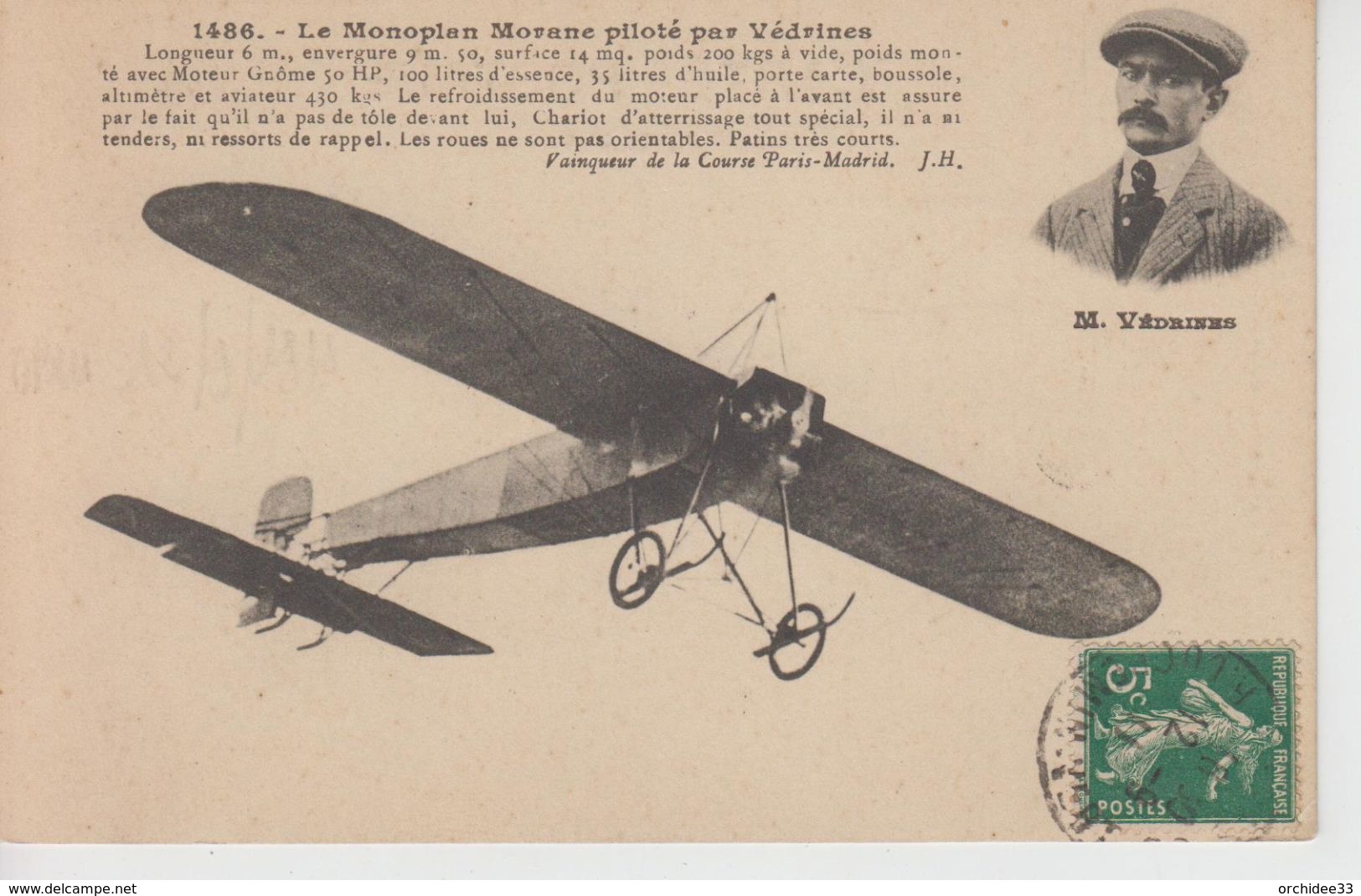 CPA Le Monoplan Morane Piloté Par Védrines ... Vainqueur De La Course Paris-Madrid - ....-1914: Precursors