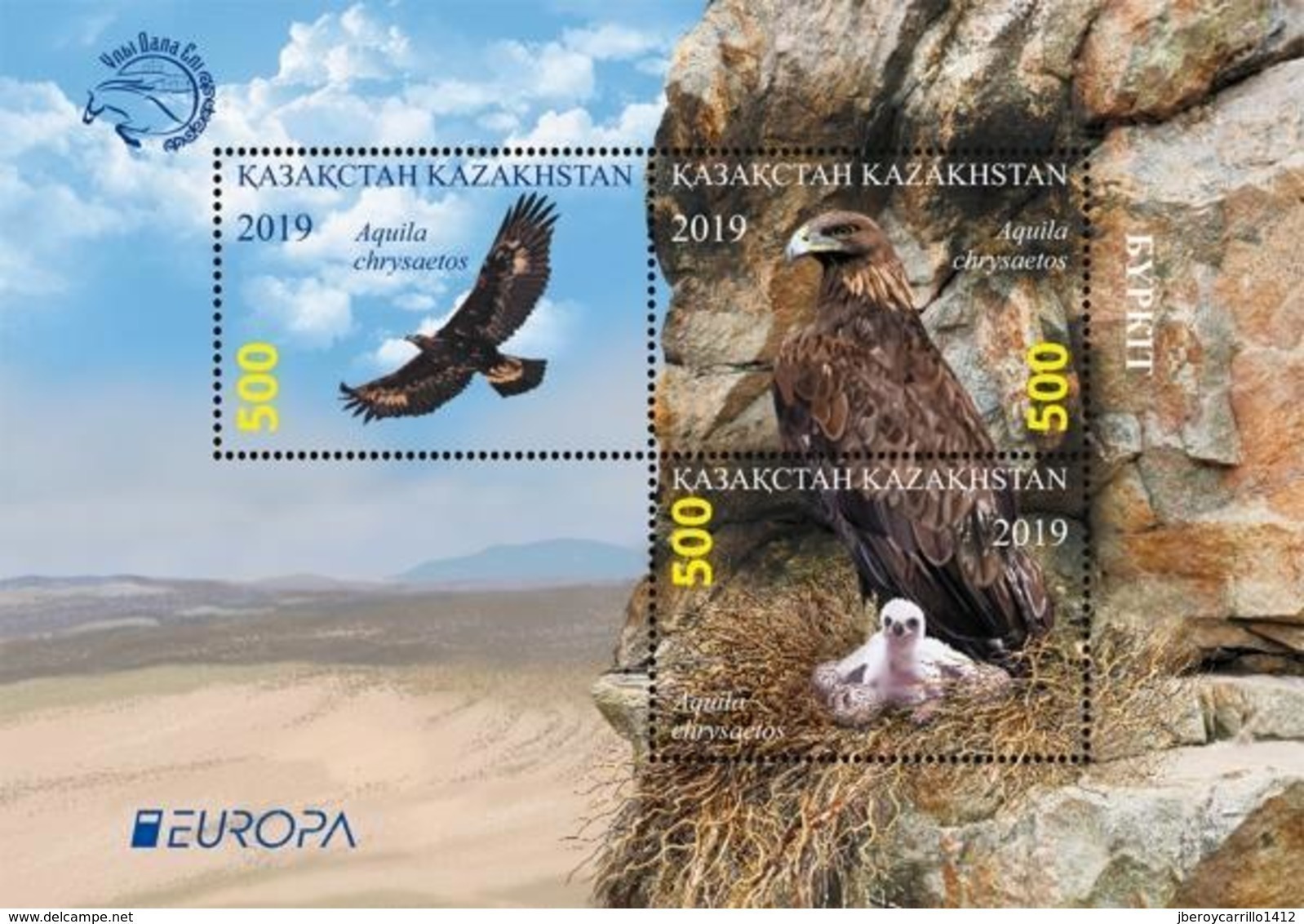 KASACHSTAN /KAZAKHSTAN /KAZAJISTAN  -EUROPA 2019 -NATIONAL BIRDS.- "AVES -BIRDS -VÖGEL-OISEAUX"- BLOCK - 2019