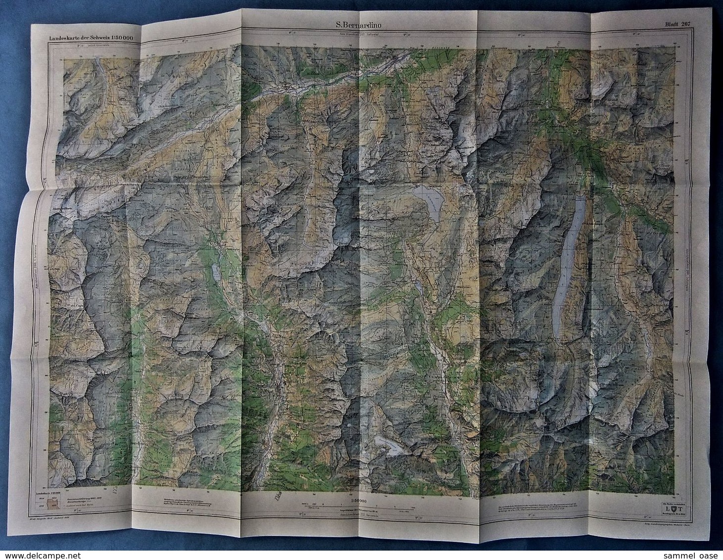 Topographische Karte / Landeskarte Schweiz  -  S. Bernardino 267  - 1:50 000  -  1970 - Mappemondes